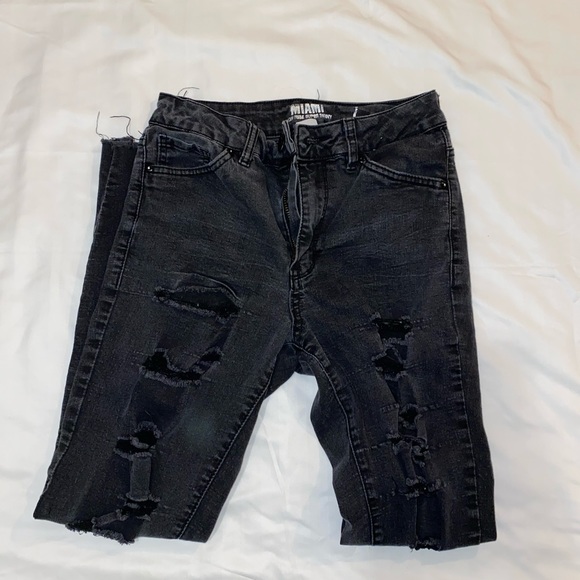 Black distressed skinny jeans - Picture 1 of 2